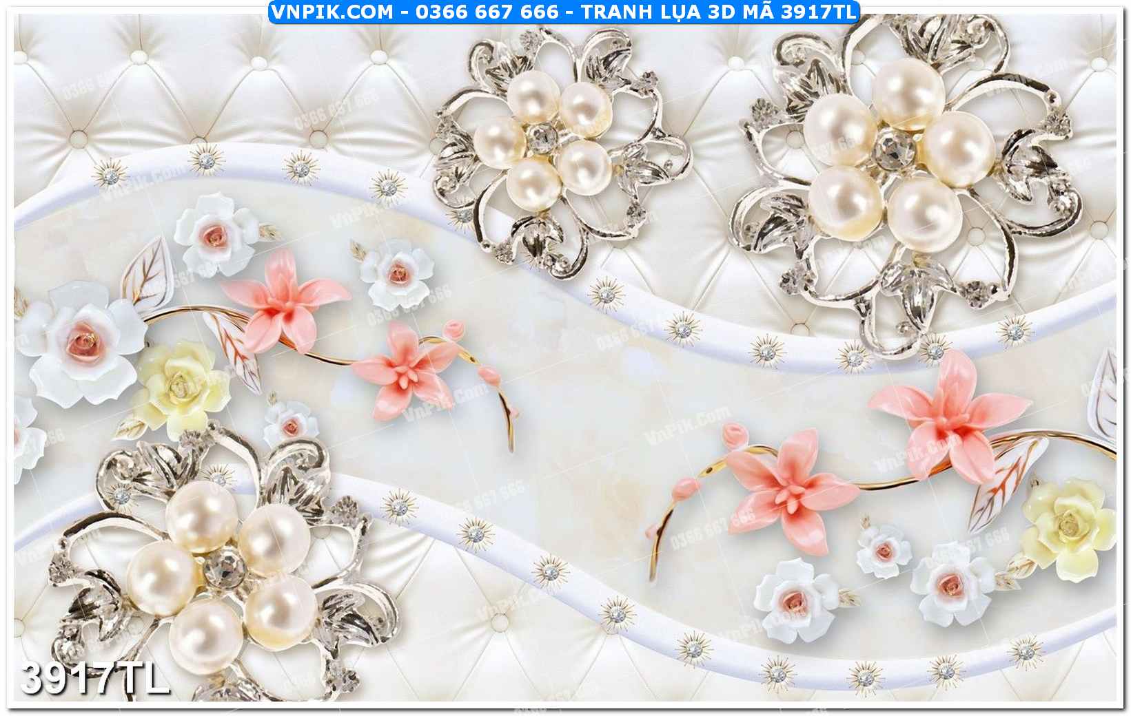 Tranh lụa 3D – Tranh trang trí dán tường 3917TL