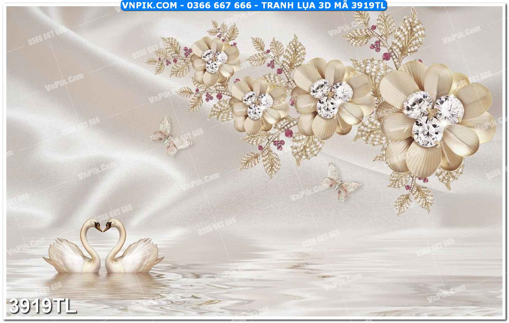 Tranh lụa 3D – Tranh trang trí dán tường 3919TL