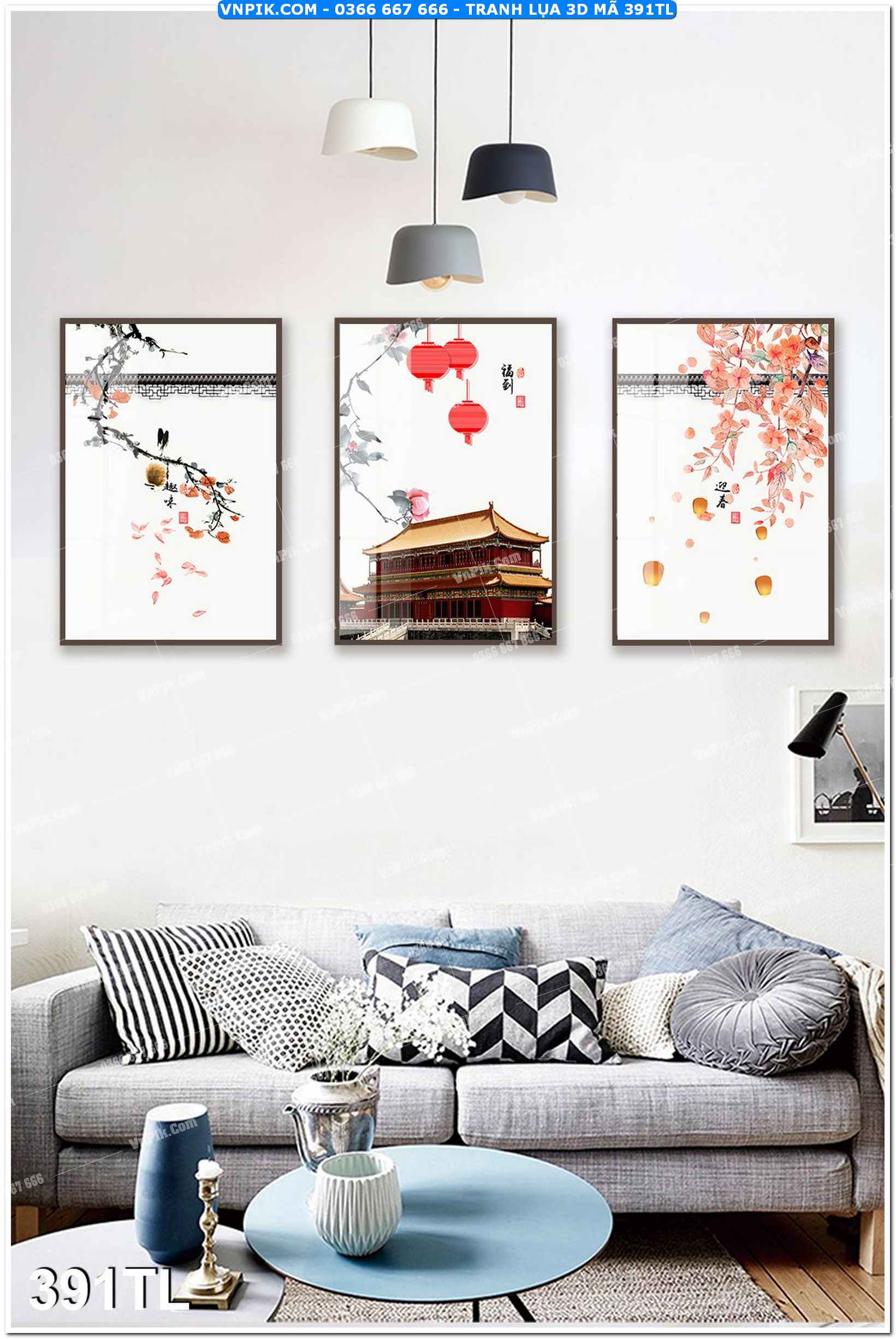 Tranh lụa 3D – Tranh trang trí dán tường 391TL