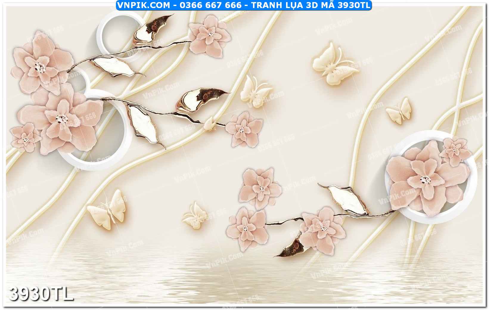 Tranh lụa 3D – Tranh trang trí dán tường 3930TL