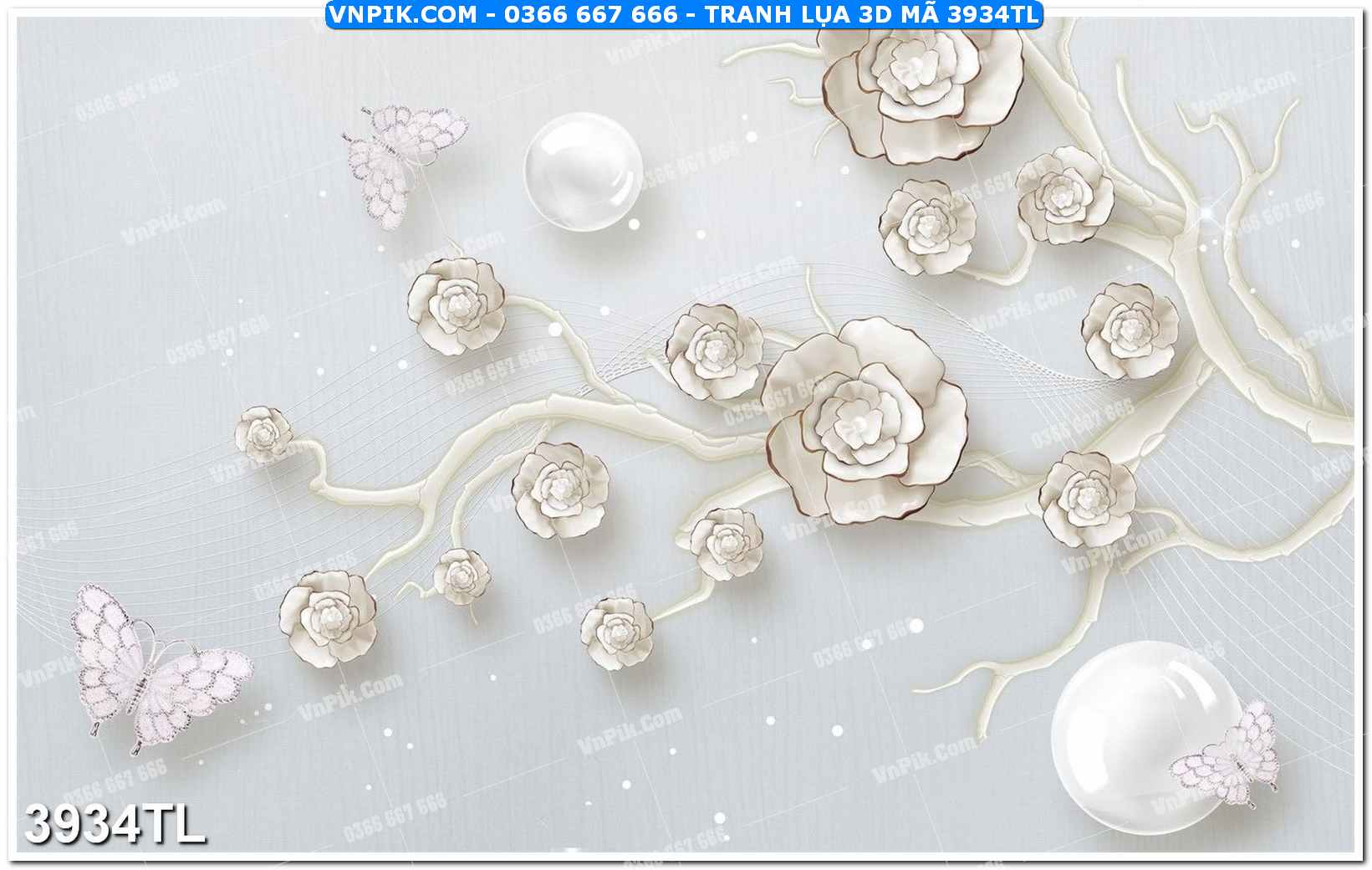 Tranh lụa 3D – Tranh trang trí dán tường 3934TL