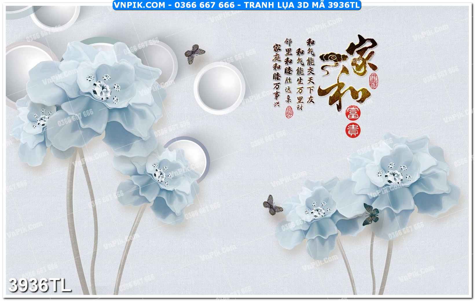 Tranh lụa 3D – Tranh trang trí dán tường 3936TL