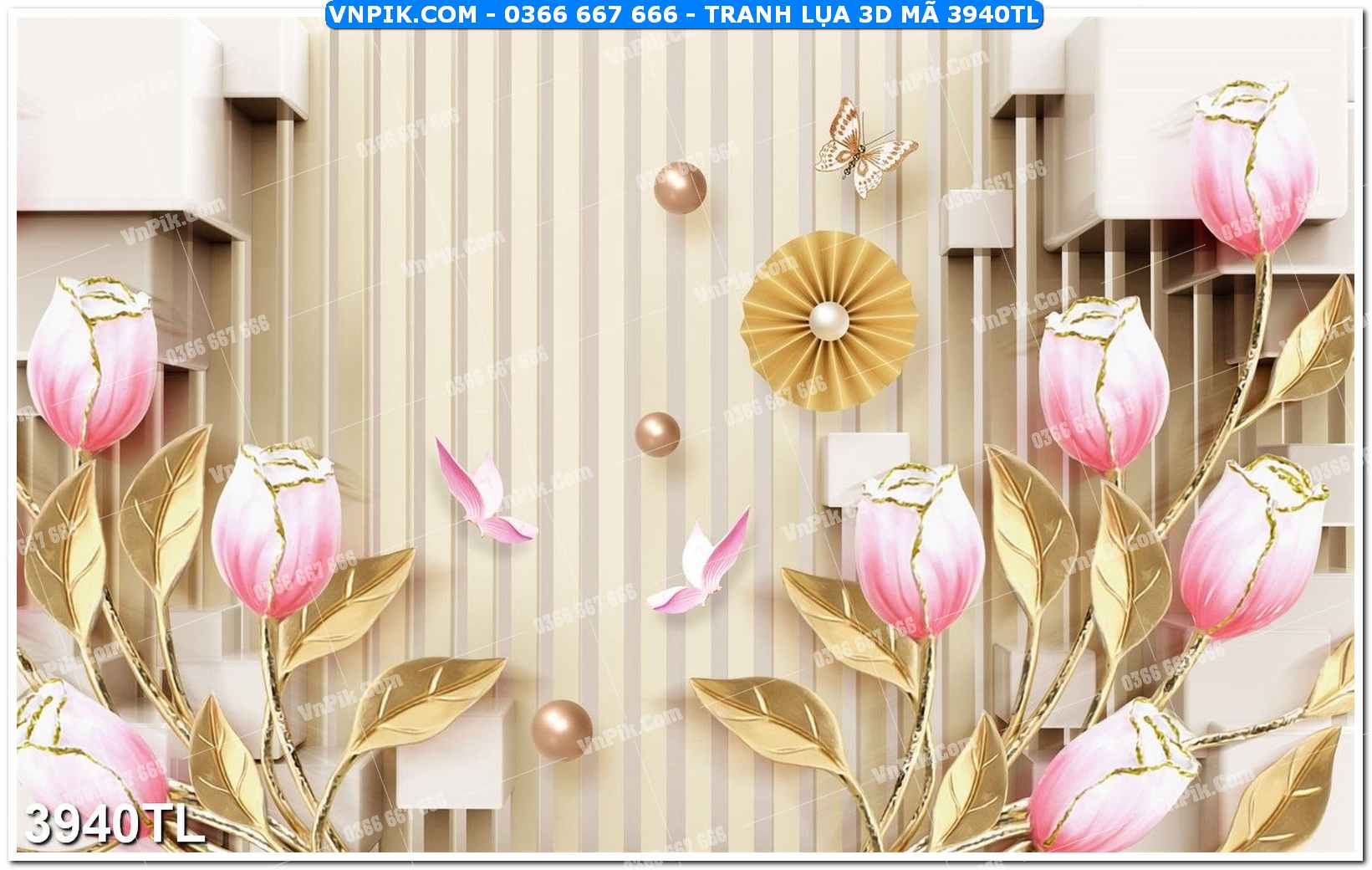 Tranh lụa 3D – Tranh trang trí dán tường 3940TL