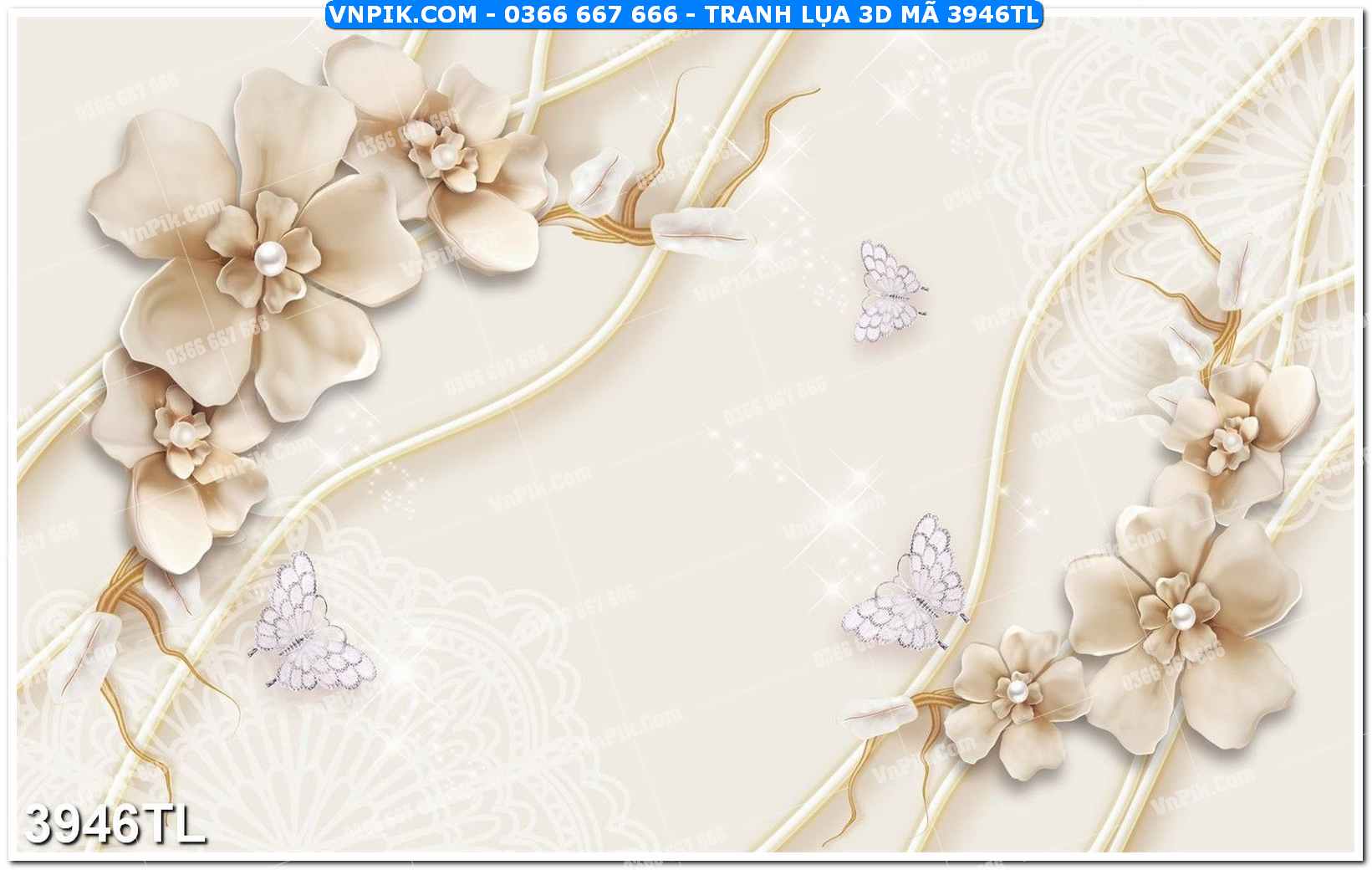 Tranh lụa 3D – Tranh trang trí dán tường 3946TL