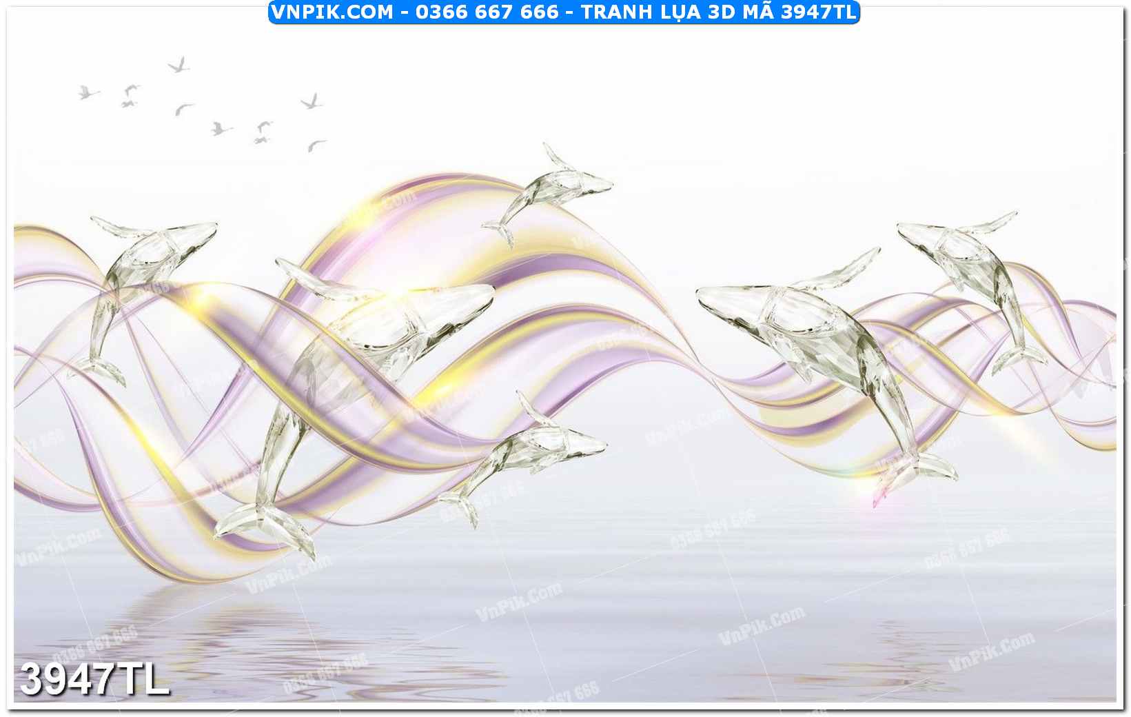 Tranh lụa 3D – Tranh trang trí dán tường 3947TL