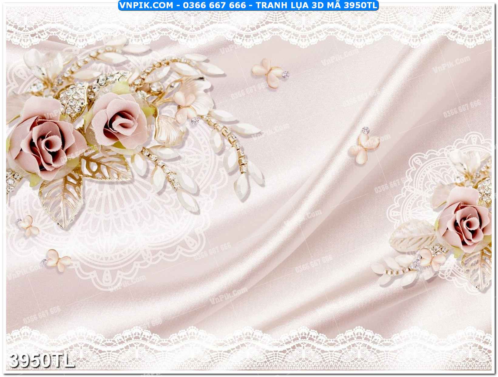 Tranh lụa 3D – Tranh trang trí dán tường 3950TL