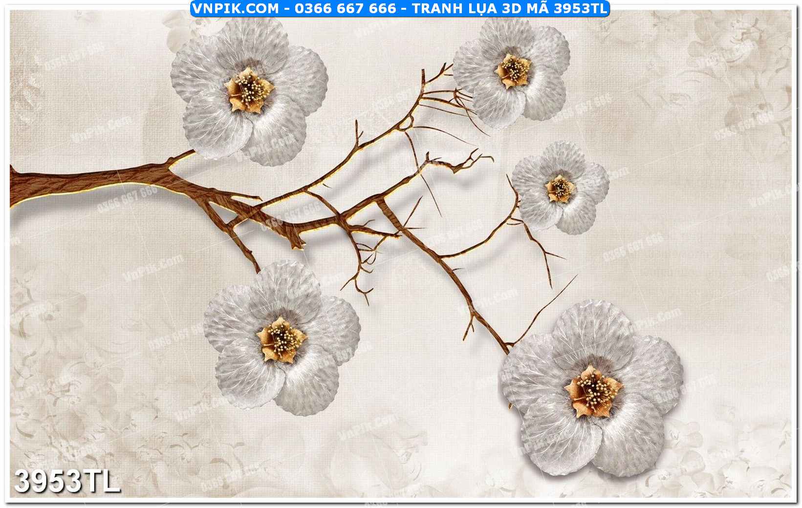 Tranh lụa 3D – Tranh trang trí dán tường 3953TL