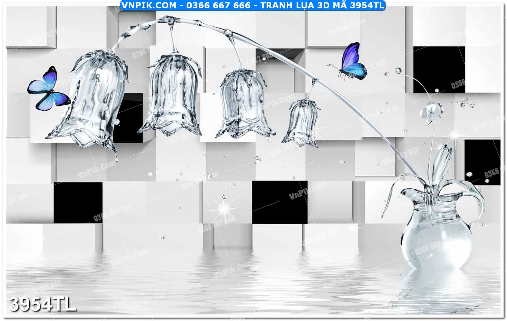 Tranh lụa 3D – Tranh trang trí dán tường 3954TL