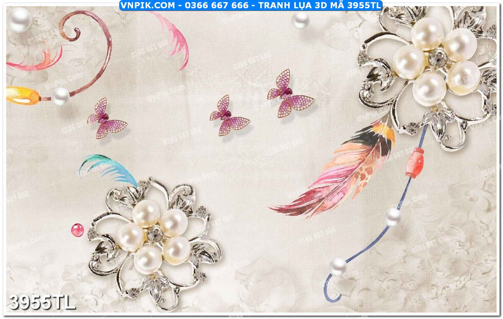 Tranh lụa 3D – Tranh trang trí dán tường 3955TL