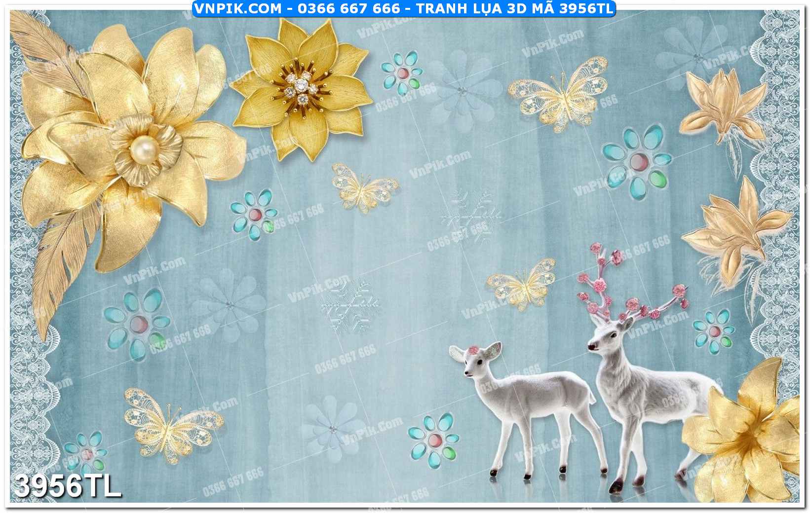 Tranh lụa 3D – Tranh trang trí dán tường 3956TL