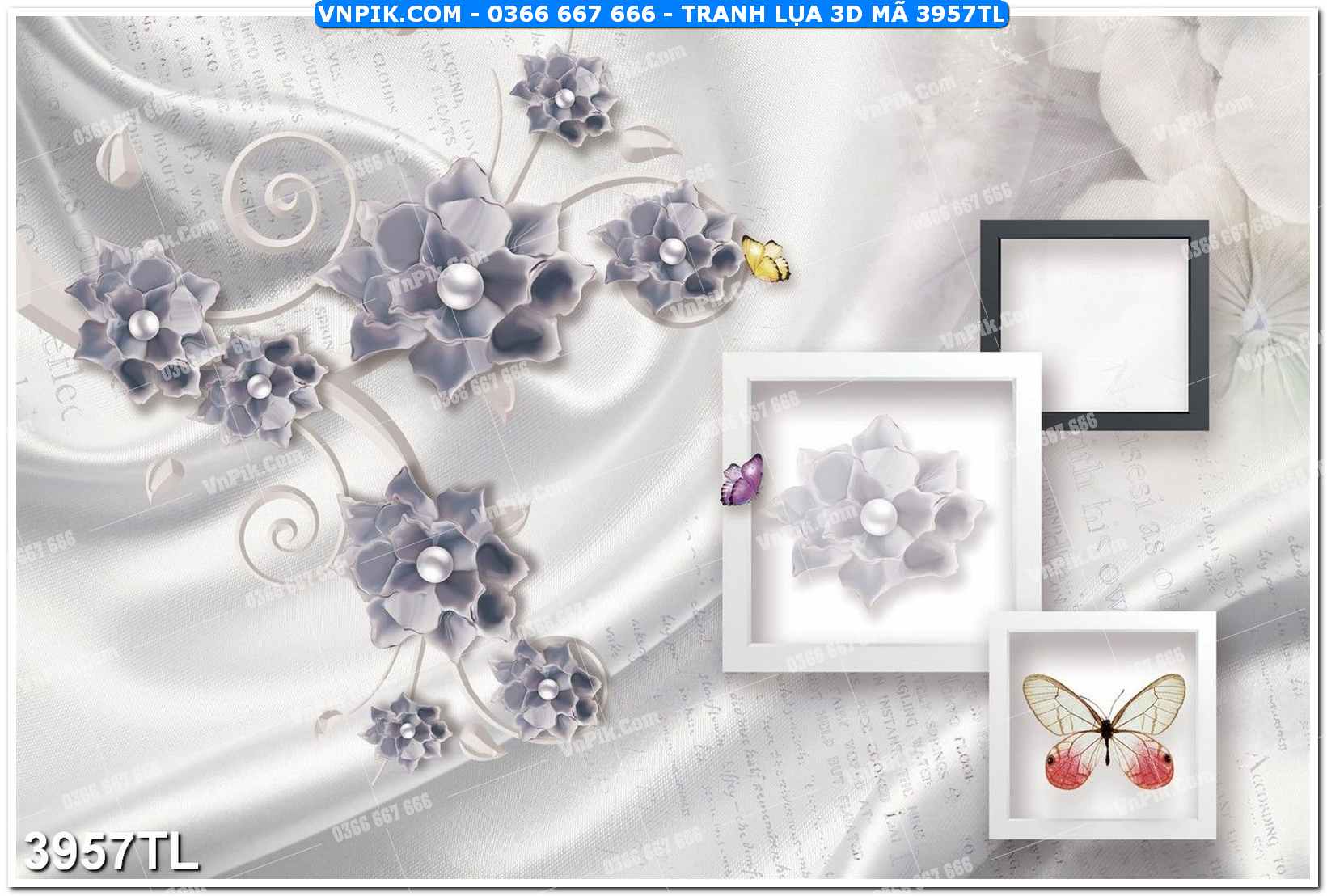 Tranh lụa 3D – Tranh trang trí dán tường 3957TL