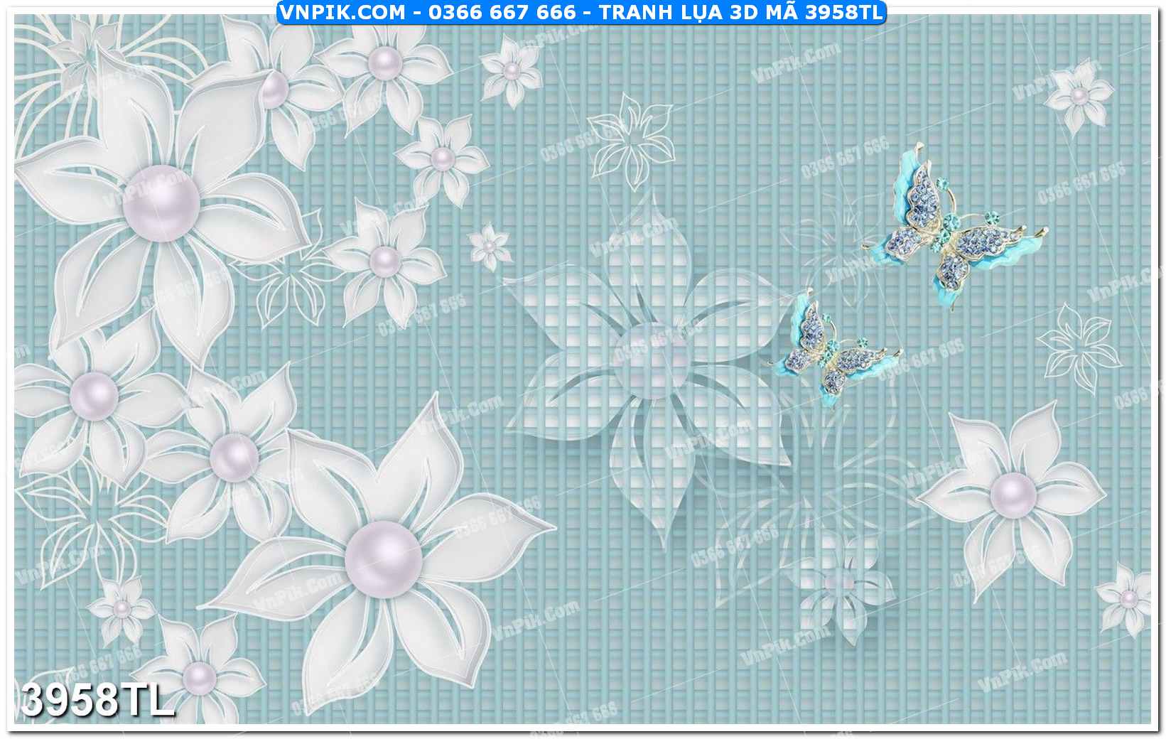 Tranh lụa 3D – Tranh trang trí dán tường 3958TL
