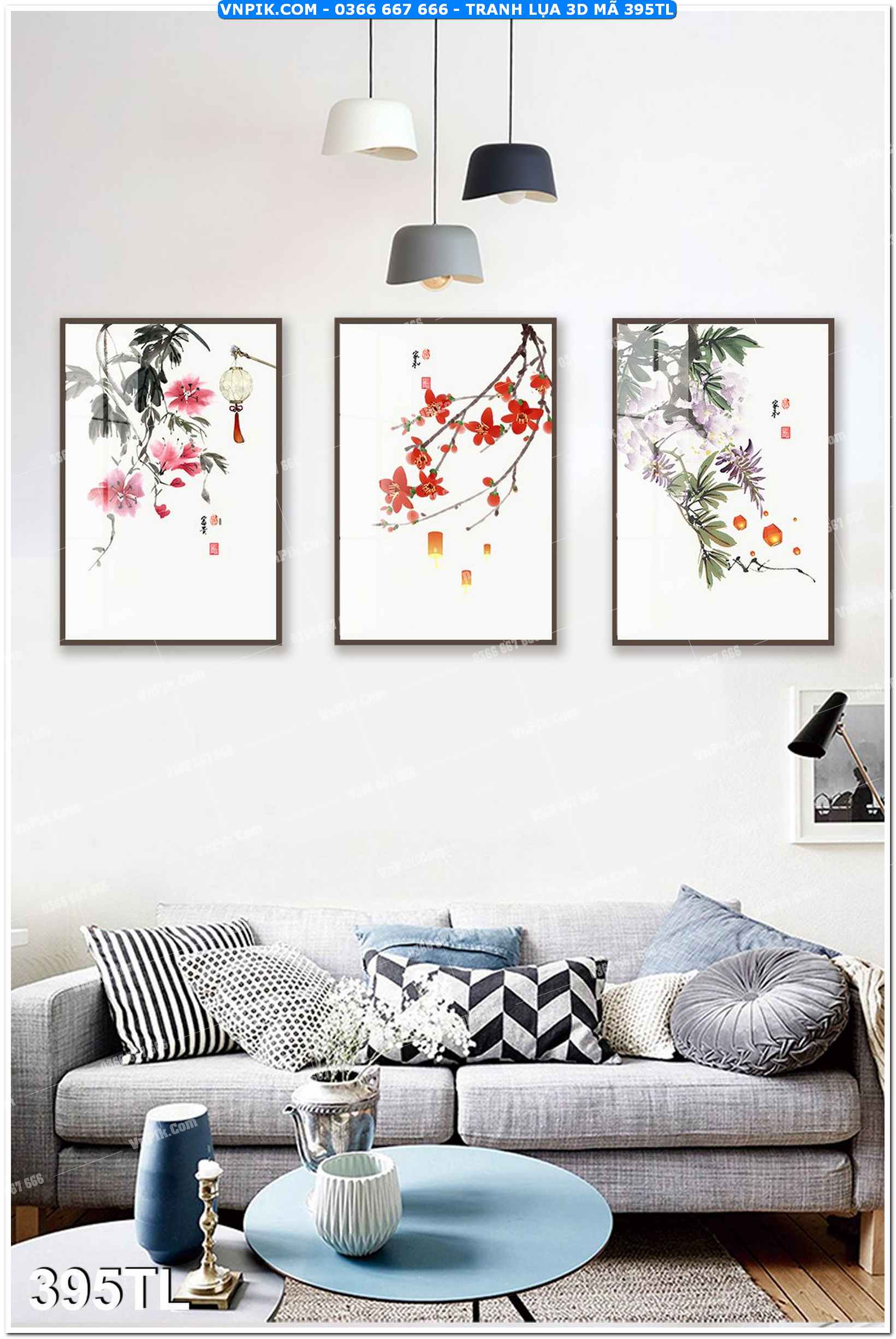 Tranh lụa 3D – Tranh trang trí dán tường 395TL