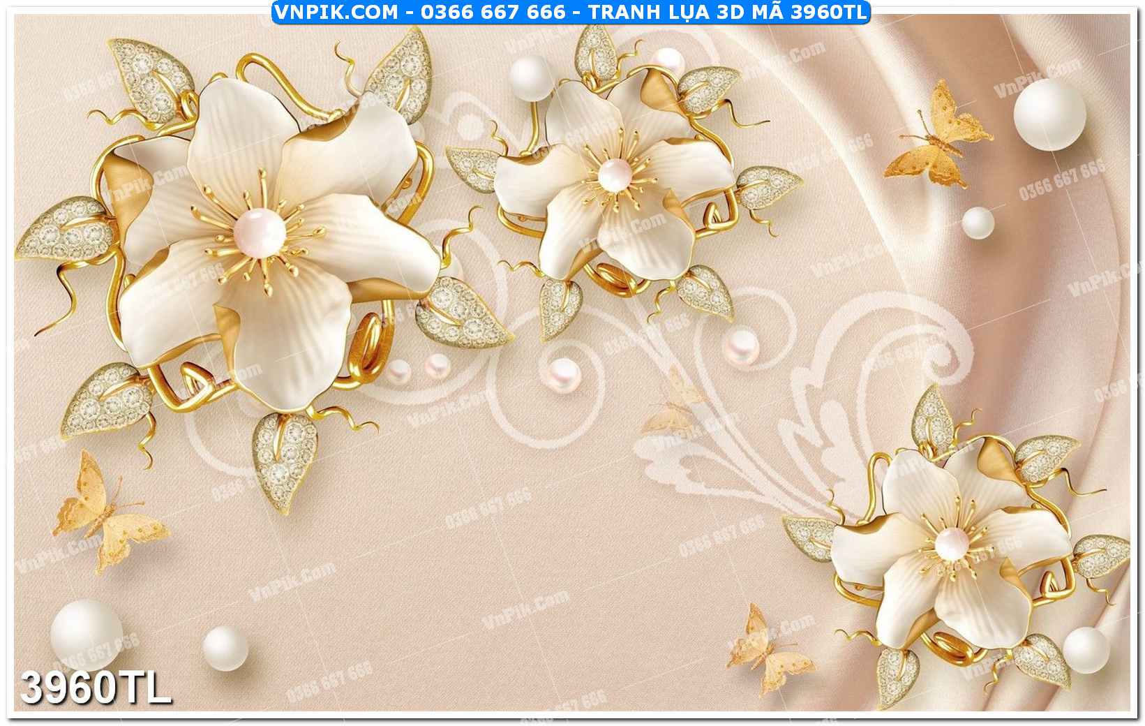 Tranh lụa 3D – Tranh trang trí dán tường 3960TL