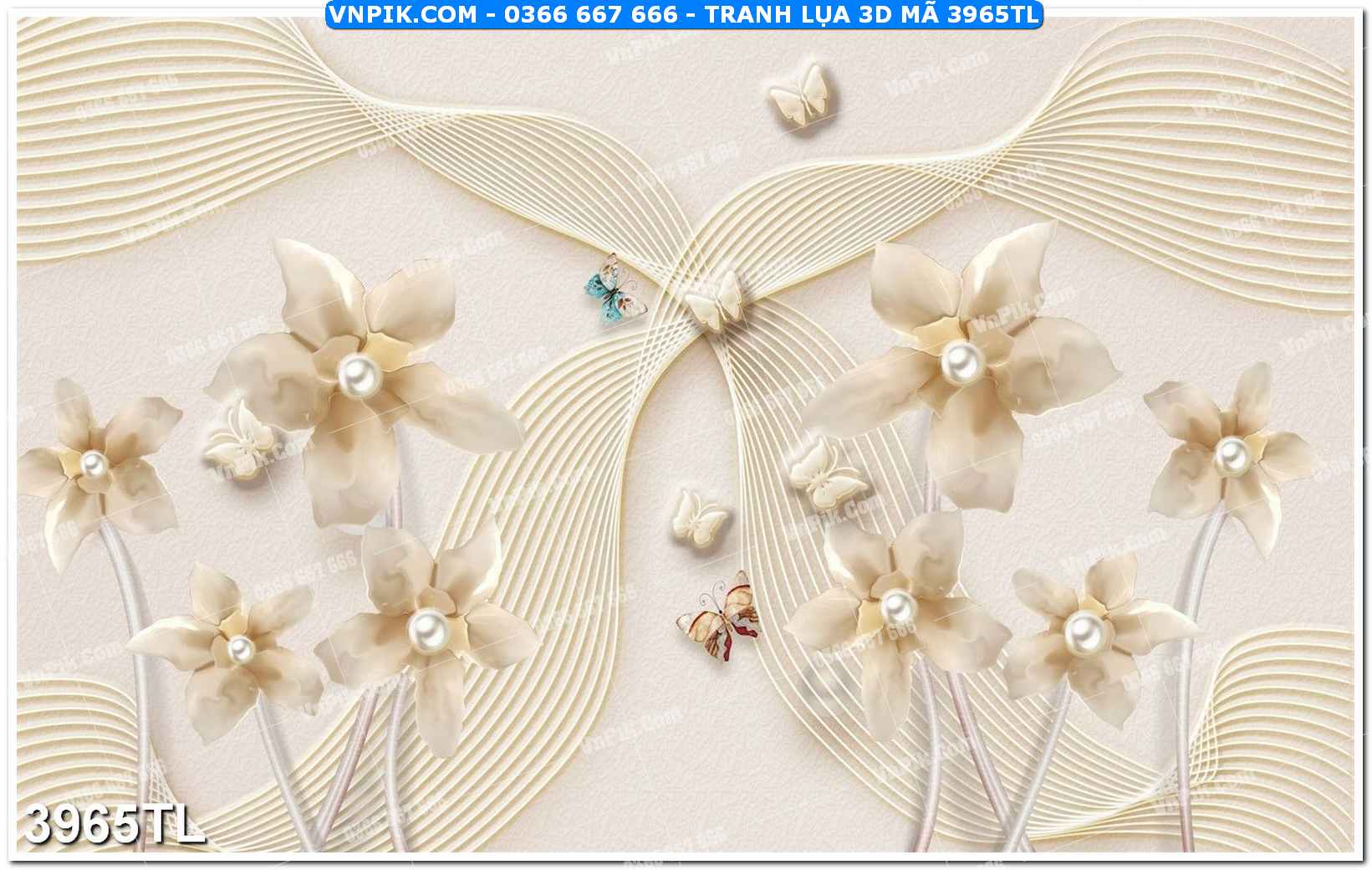 Tranh lụa 3D – Tranh trang trí dán tường 3965TL