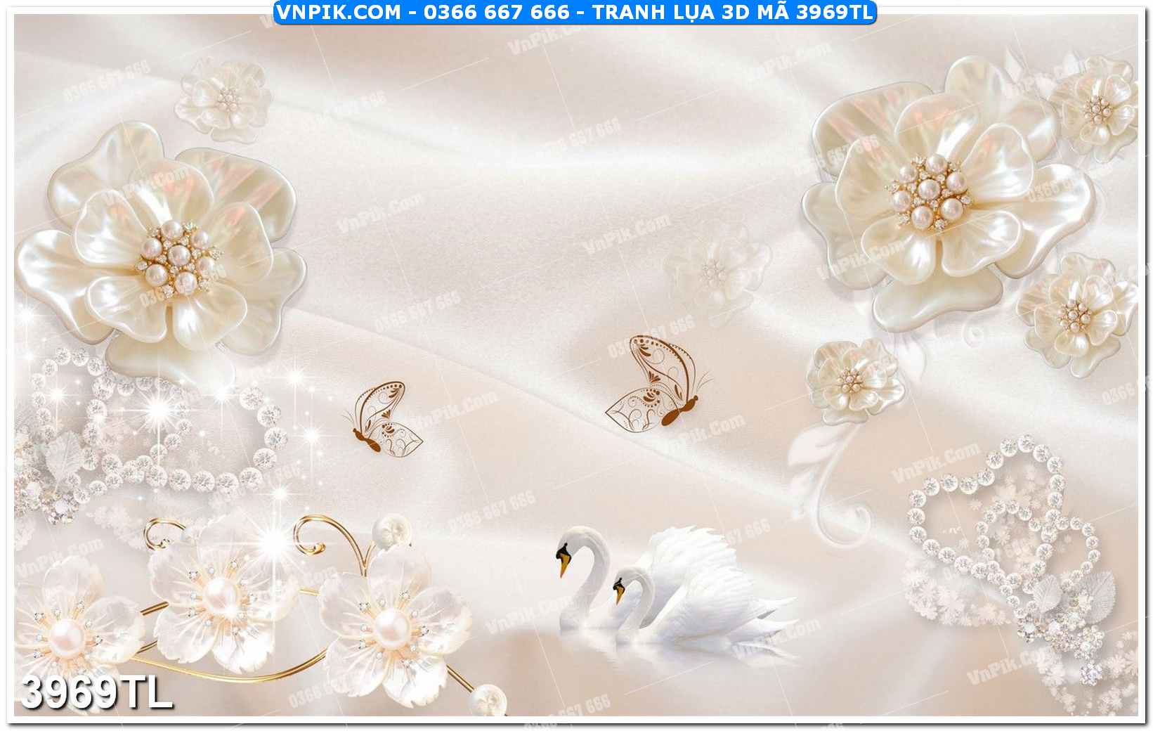 Tranh lụa 3D – Tranh trang trí dán tường 3969TL