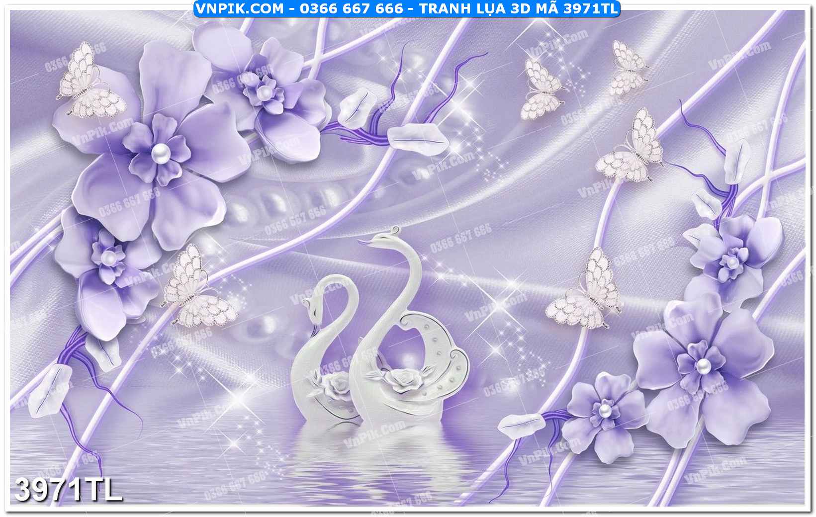 Tranh lụa 3D – Tranh trang trí dán tường 3971TL