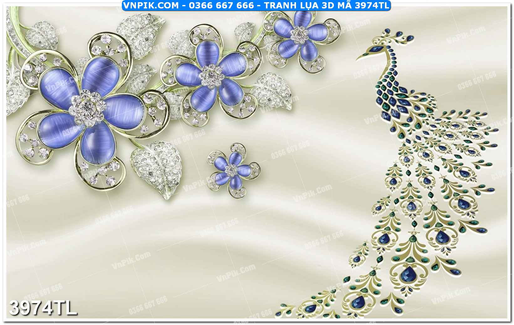 Tranh lụa 3D – Tranh trang trí dán tường 3974TL