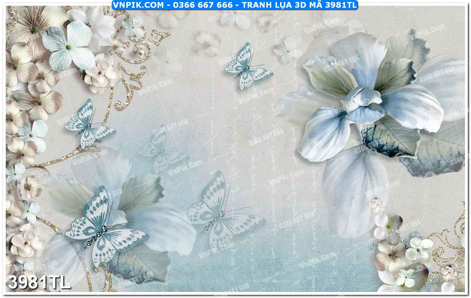 Tranh lụa 3D – Tranh trang trí dán tường 3981TL