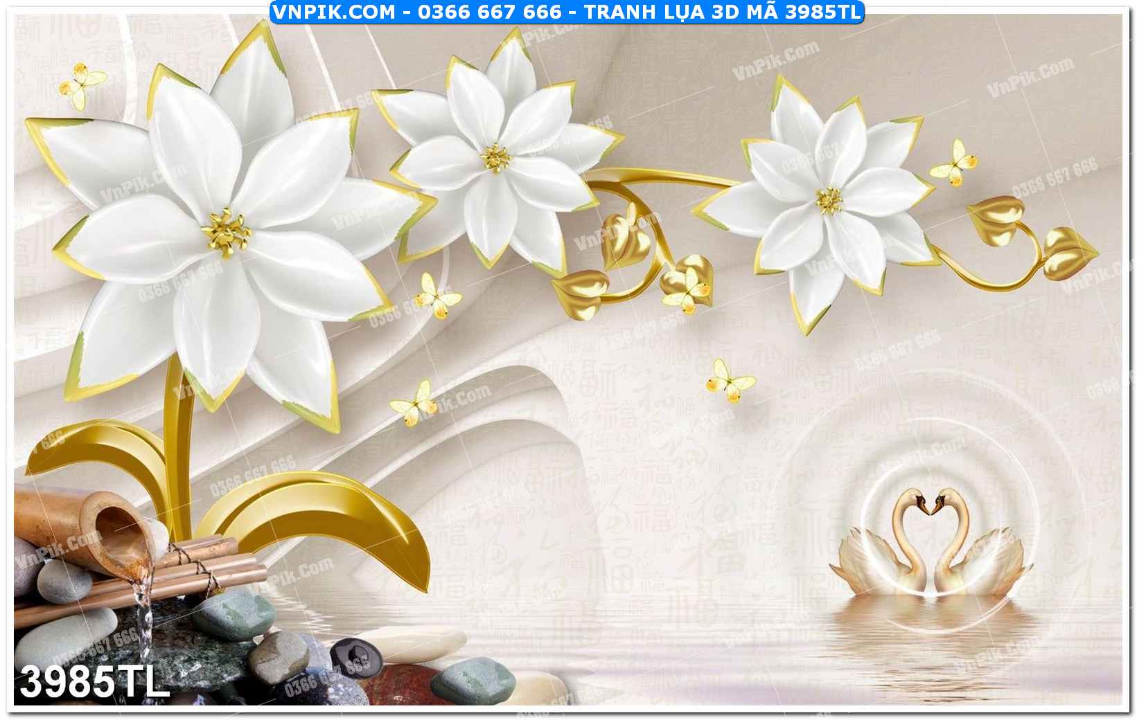 Tranh lụa 3D – Tranh trang trí dán tường 3985TL