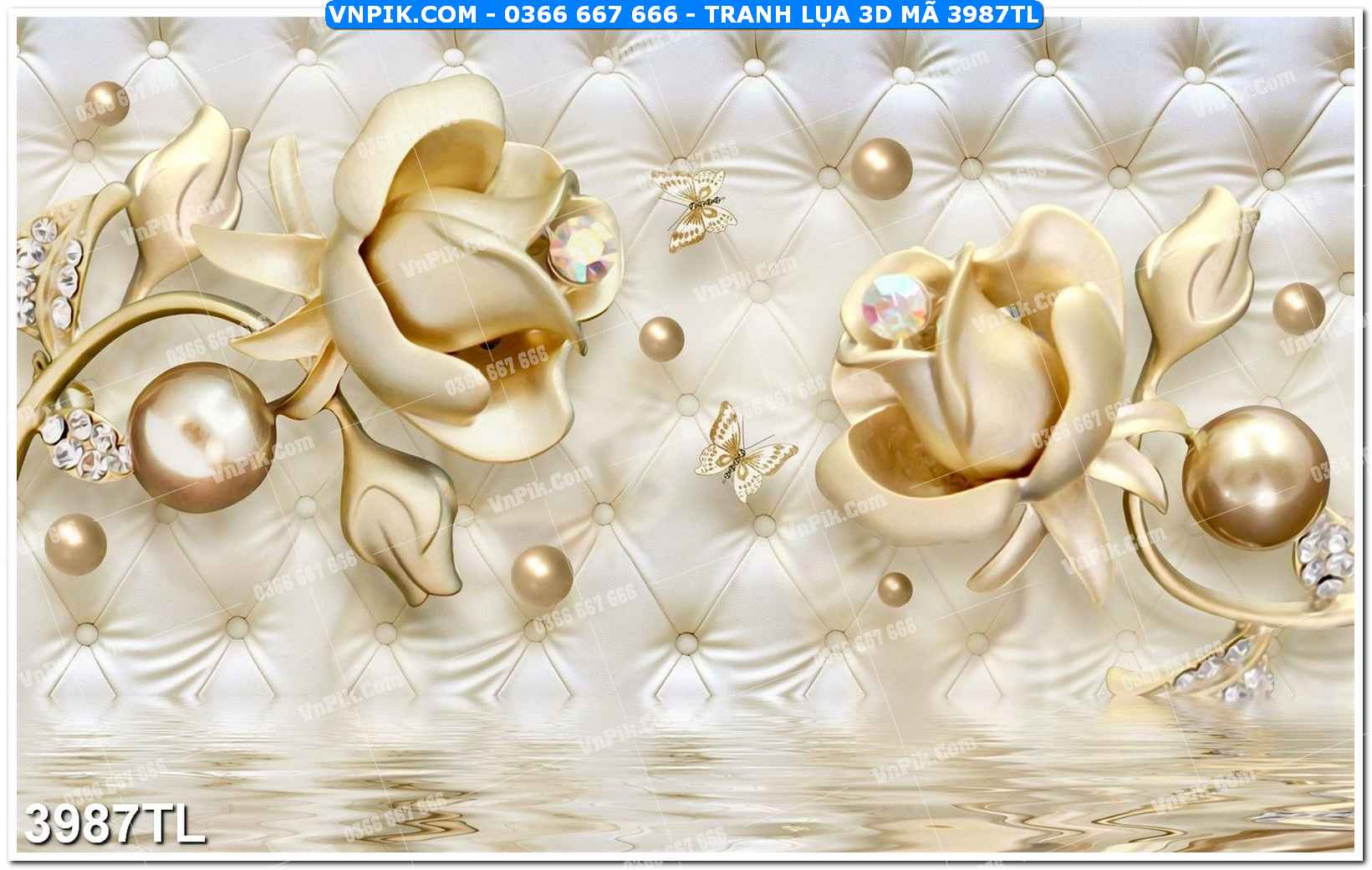 Tranh lụa 3D – Tranh trang trí dán tường 3987TL