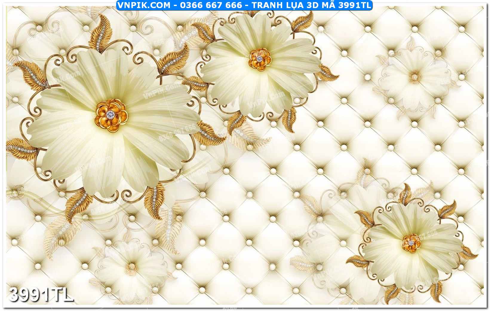 Tranh lụa 3D – Tranh trang trí dán tường 3991TL
