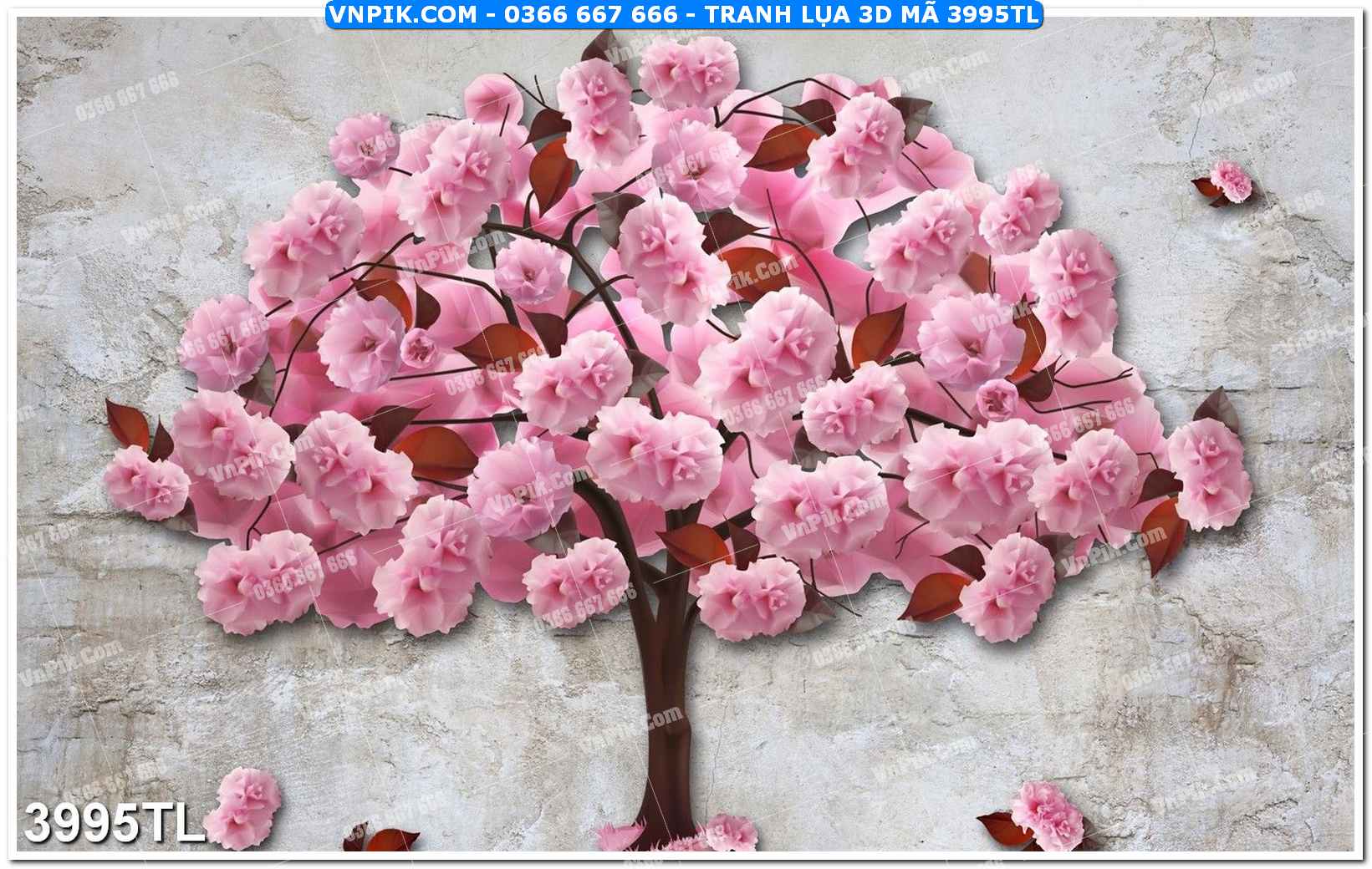 Tranh lụa 3D – Tranh trang trí dán tường 3995TL