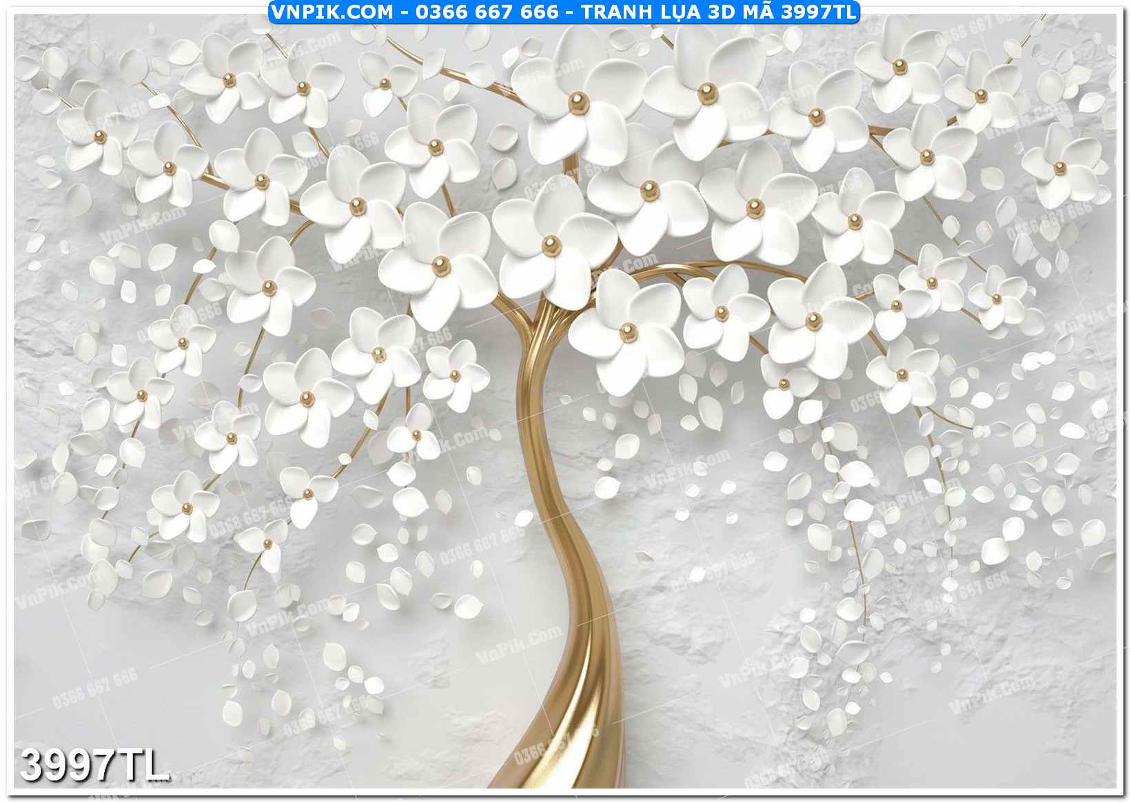 Tranh lụa 3D – Tranh trang trí dán tường 3997TL