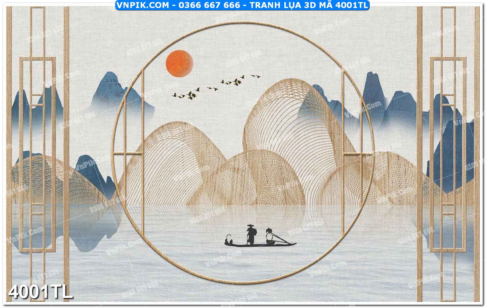 Tranh lụa 3D – Tranh trang trí dán tường 4001TL