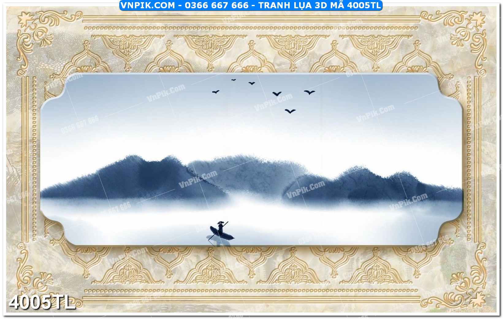 Tranh lụa 3D – Tranh trang trí dán tường 4005TL