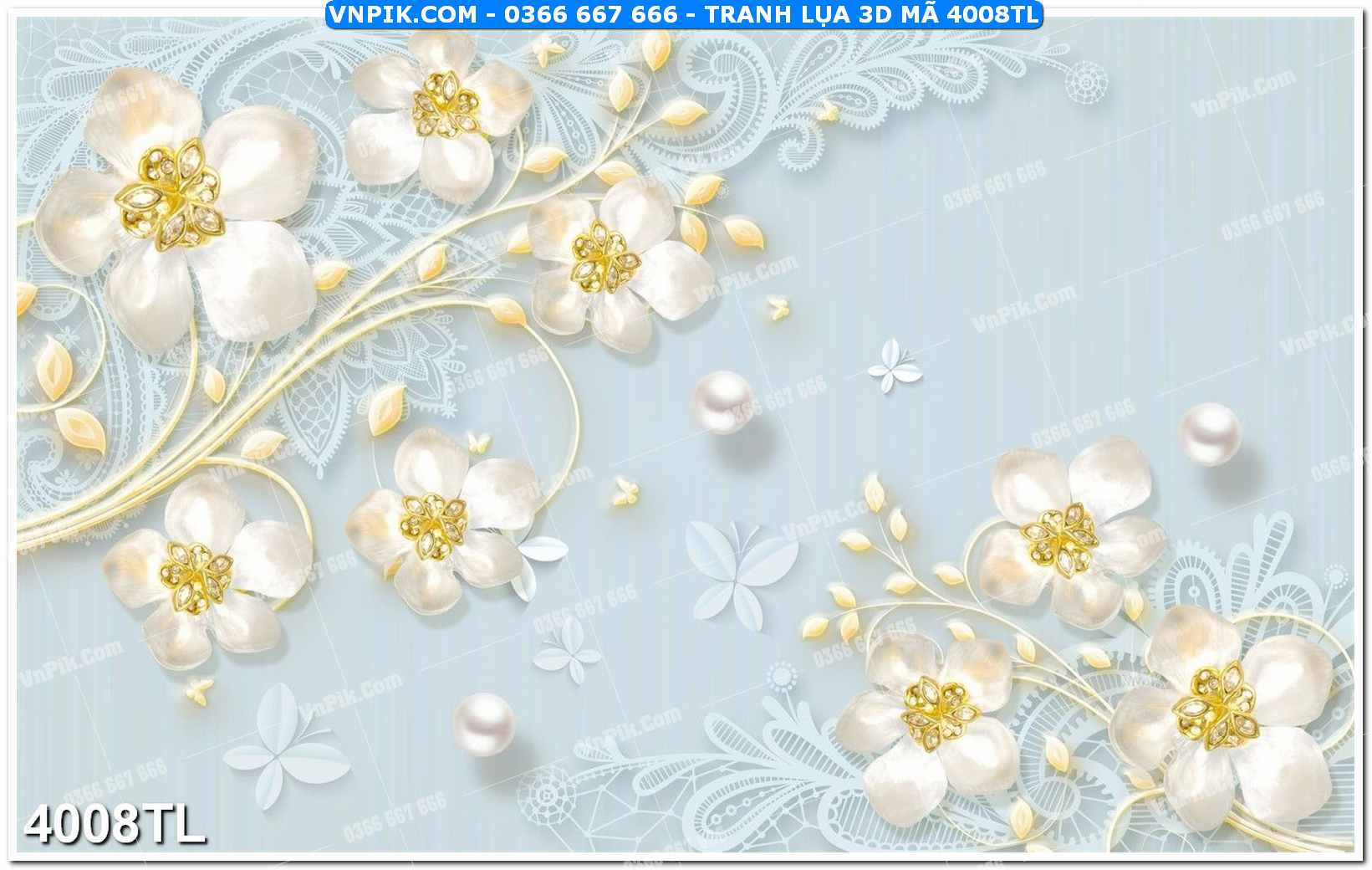 Tranh lụa 3D – Tranh trang trí dán tường 4008TL