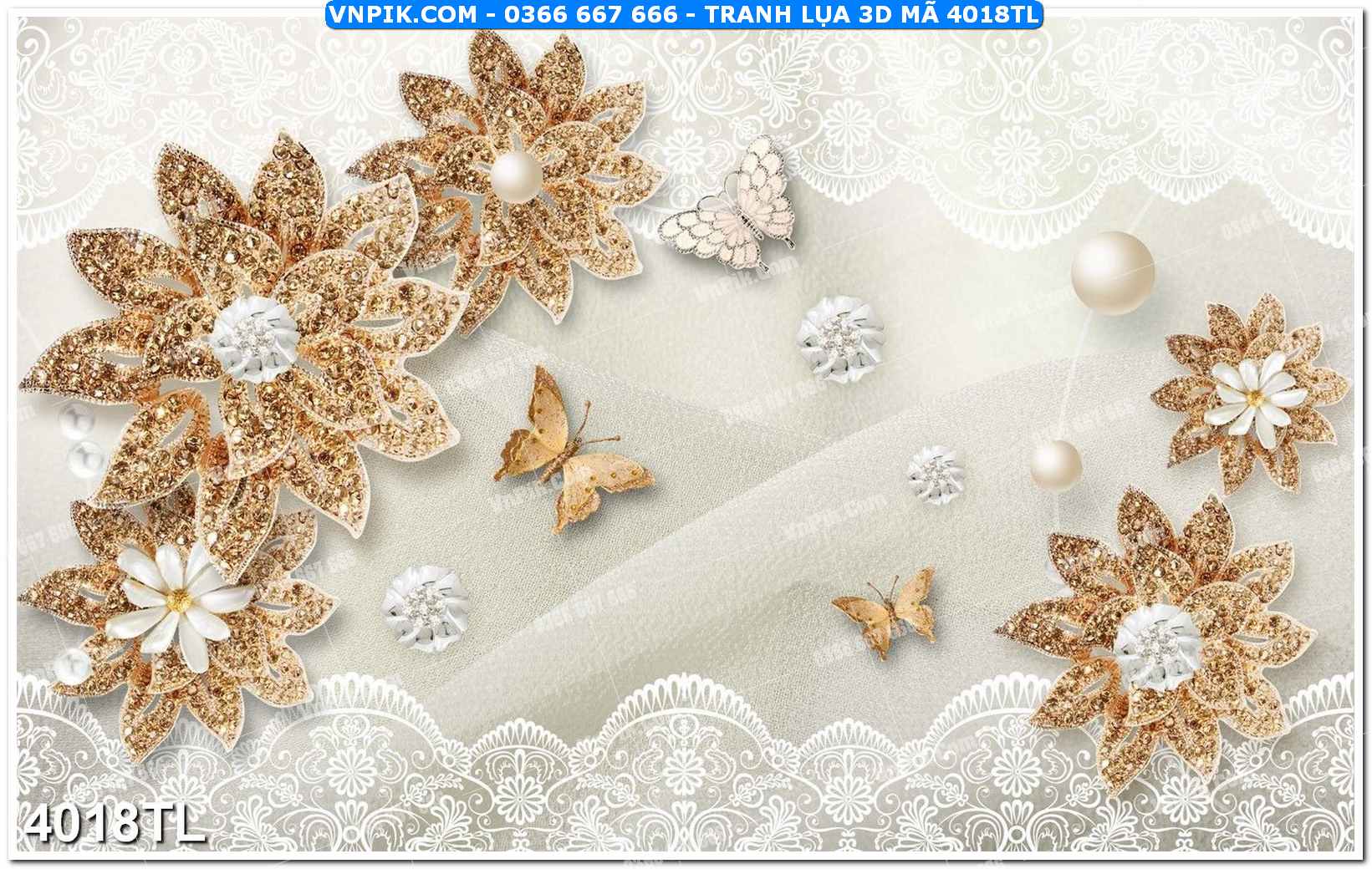 Tranh lụa 3D – Tranh trang trí dán tường 4018TL