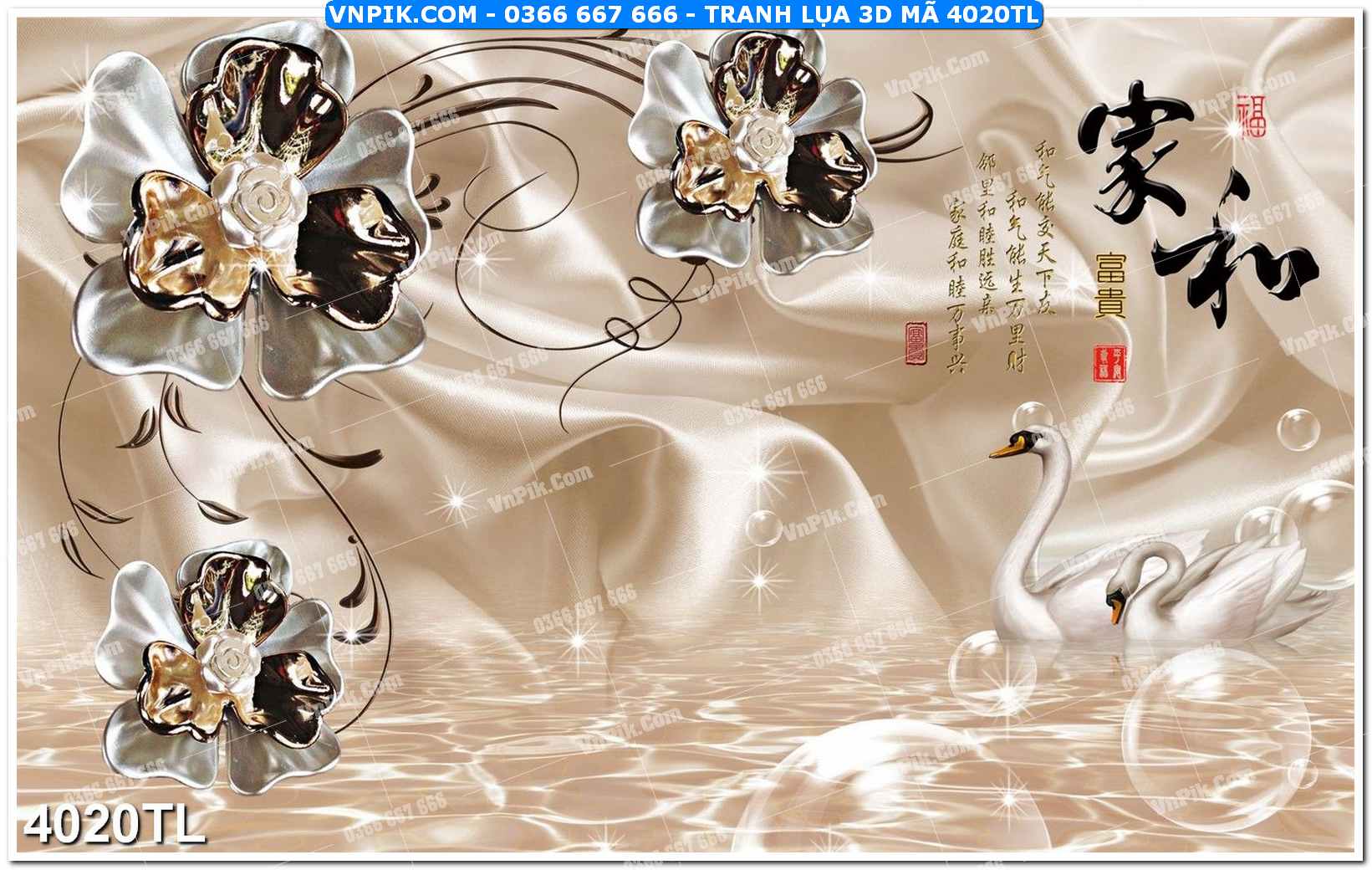 Tranh lụa 3D – Tranh trang trí dán tường 4020TL