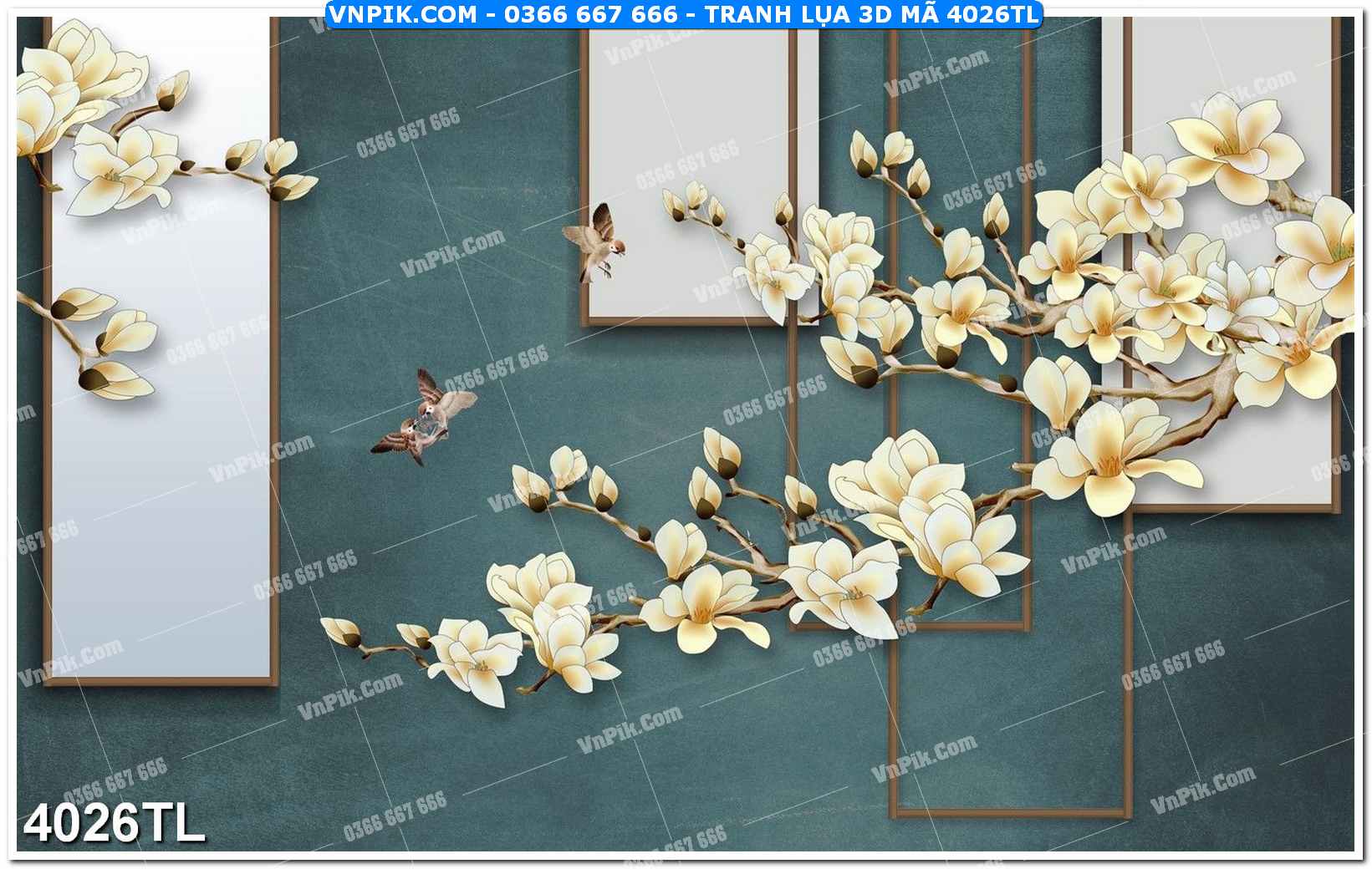 Tranh lụa 3D – Tranh trang trí dán tường 4026TL