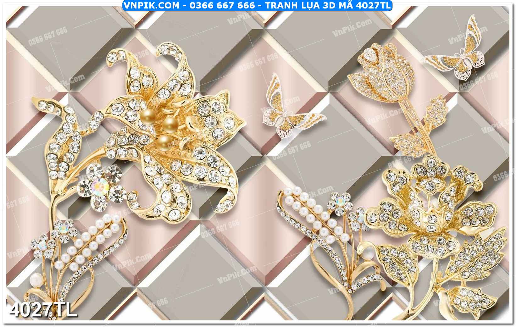 Tranh lụa 3D – Tranh trang trí dán tường 4027TL