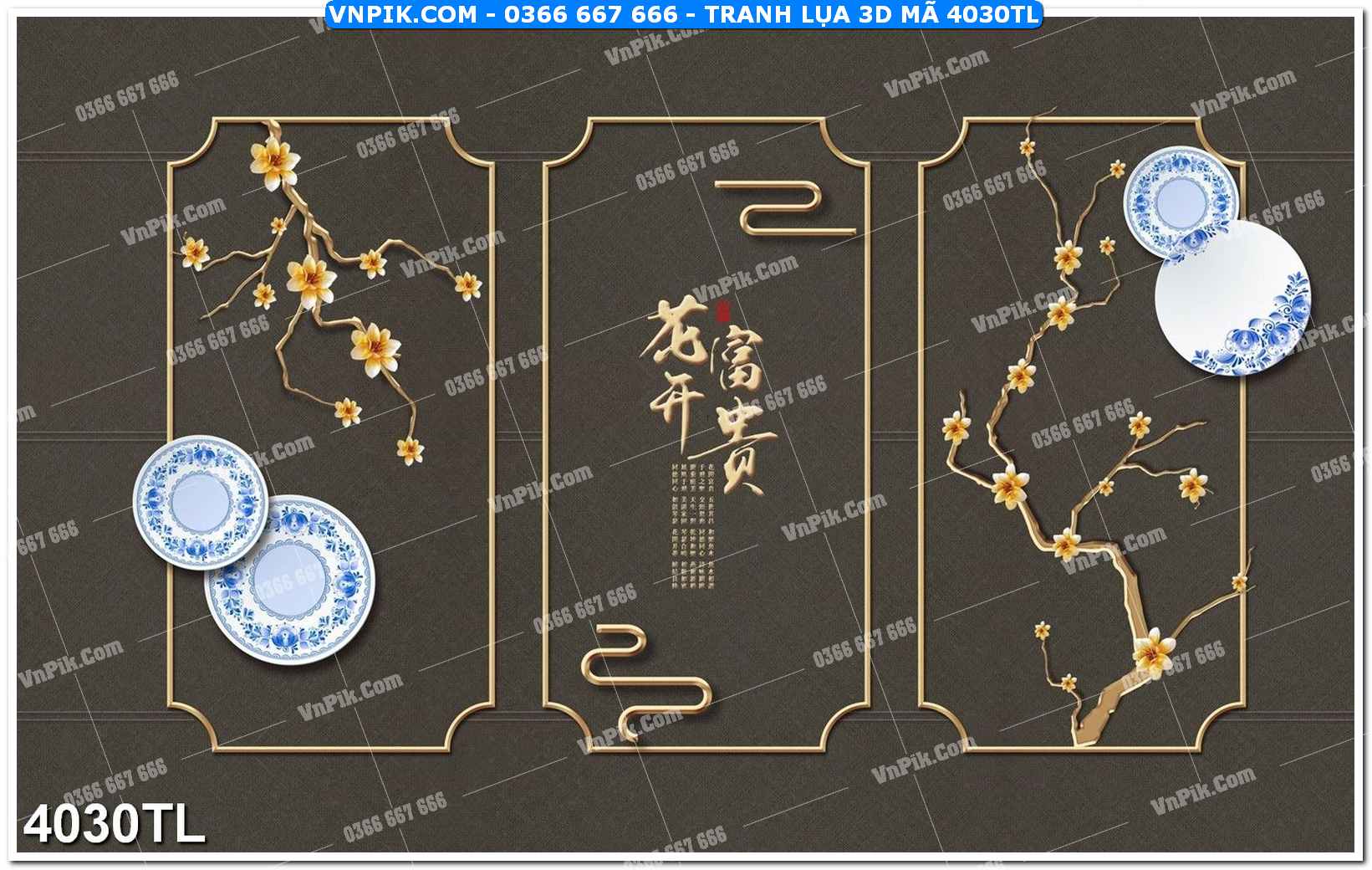 Tranh lụa 3D – Tranh trang trí dán tường 4030TL