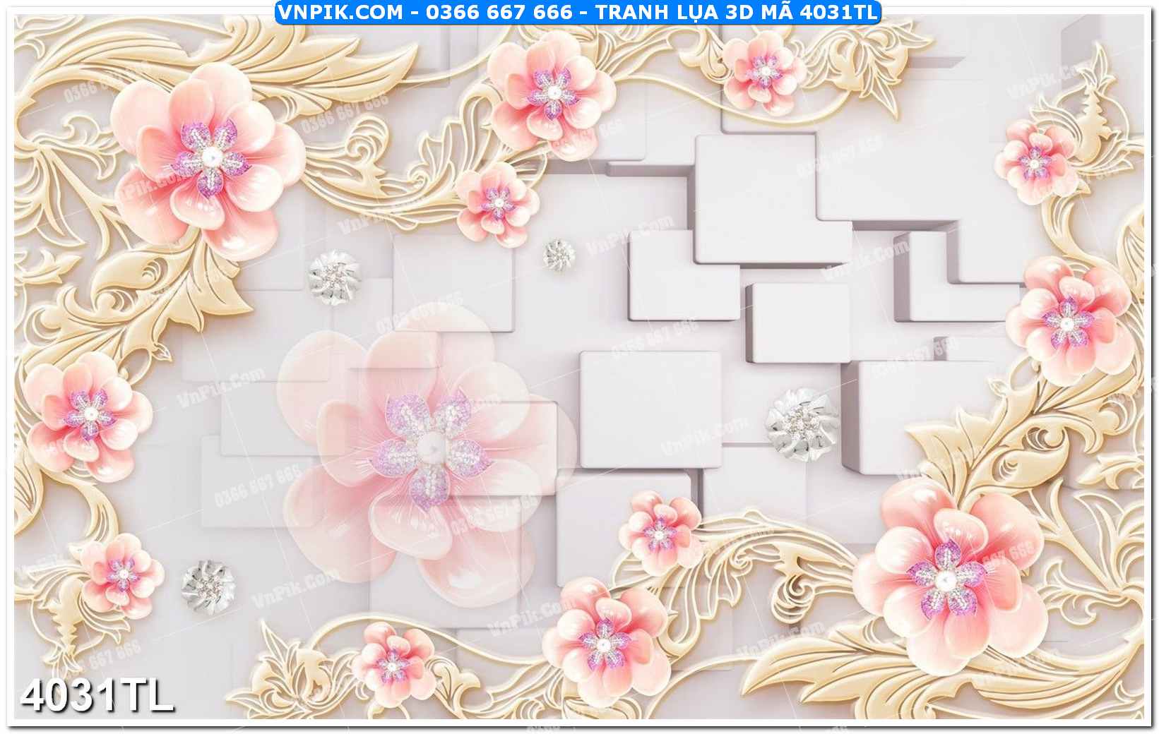 Tranh lụa 3D – Tranh trang trí dán tường 4031TL