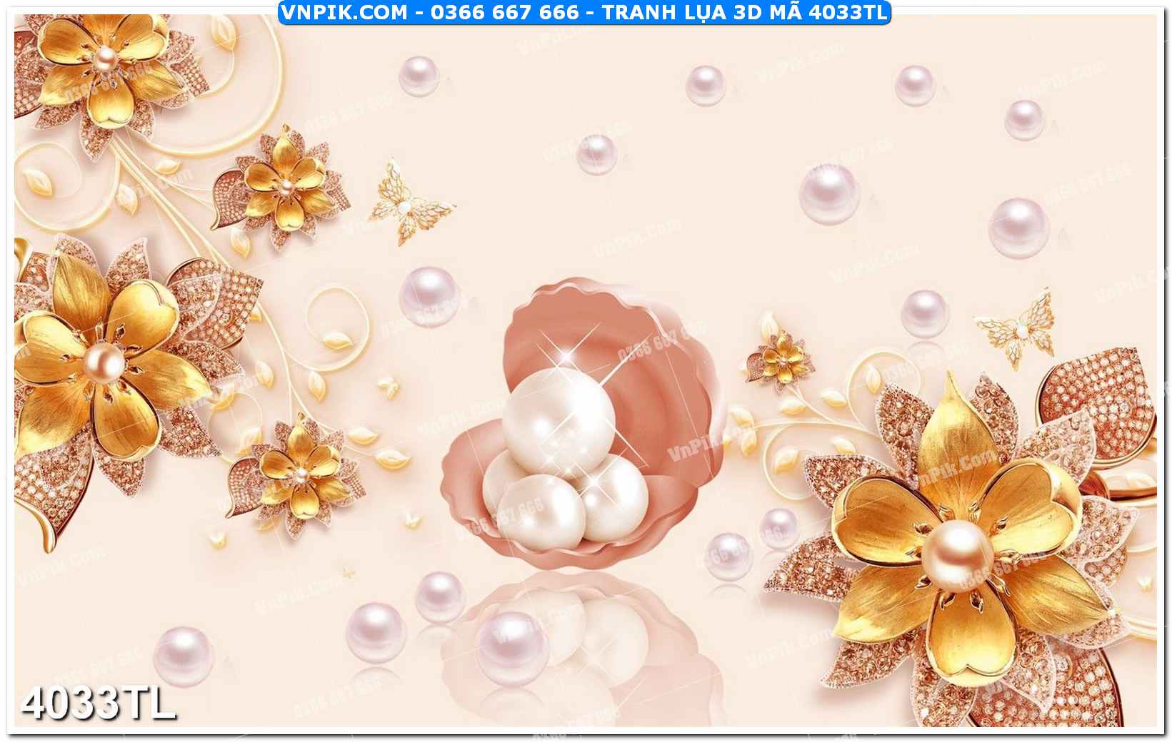 Tranh lụa 3D – Tranh trang trí dán tường 4033TL