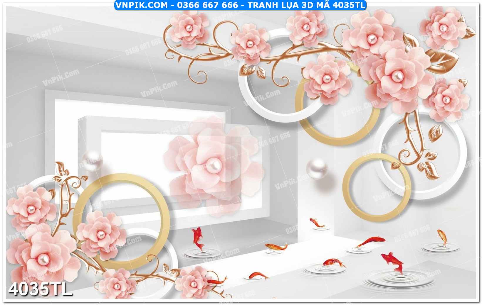 Tranh lụa 3D – Tranh trang trí dán tường 4035TL