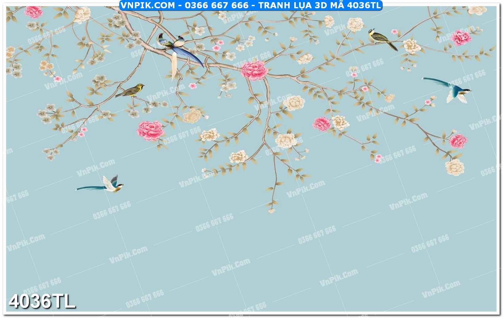 Tranh lụa 3D – Tranh trang trí dán tường 4036TL