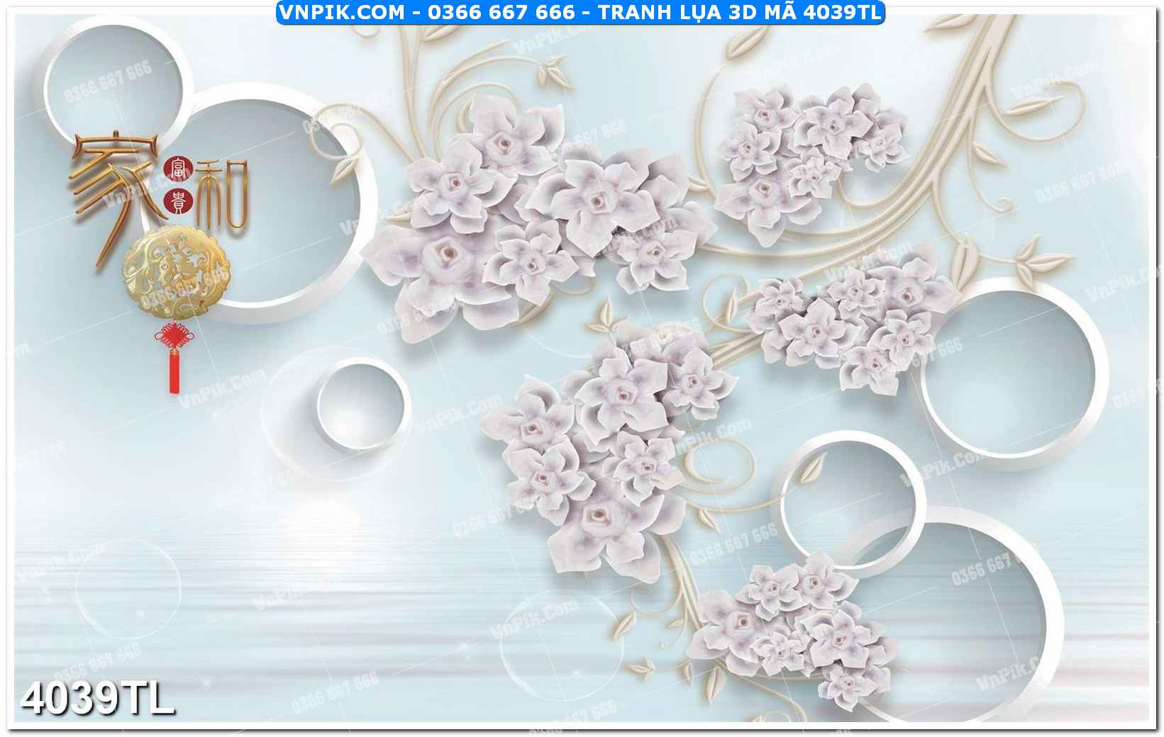 Tranh lụa 3D – Tranh trang trí dán tường 4039TL