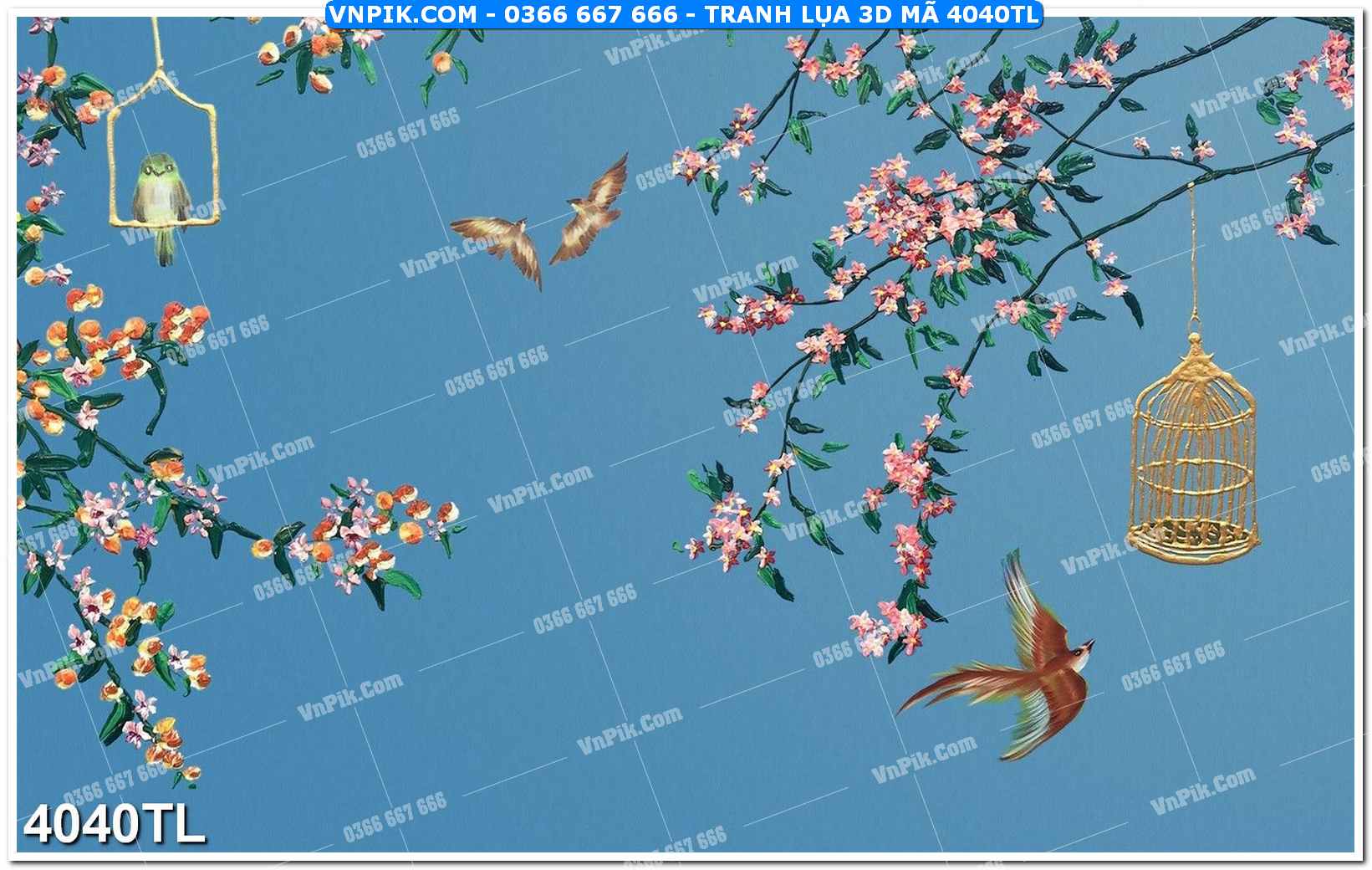 Tranh lụa 3D – Tranh trang trí dán tường 4040TL
