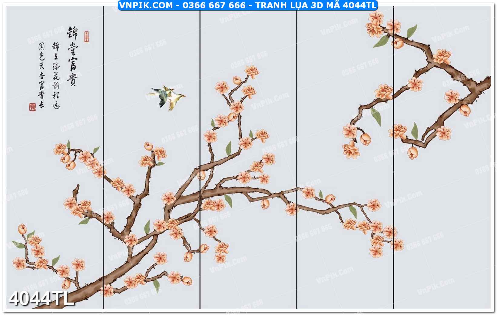 Tranh lụa 3D – Tranh trang trí dán tường 4044TL