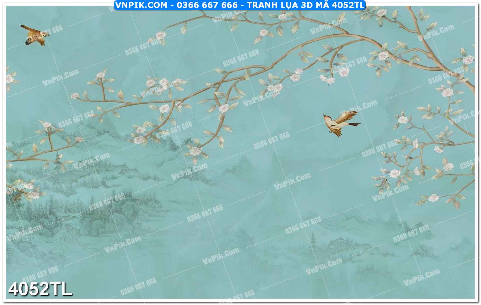 Tranh lụa 3D – Tranh trang trí dán tường 4052TL