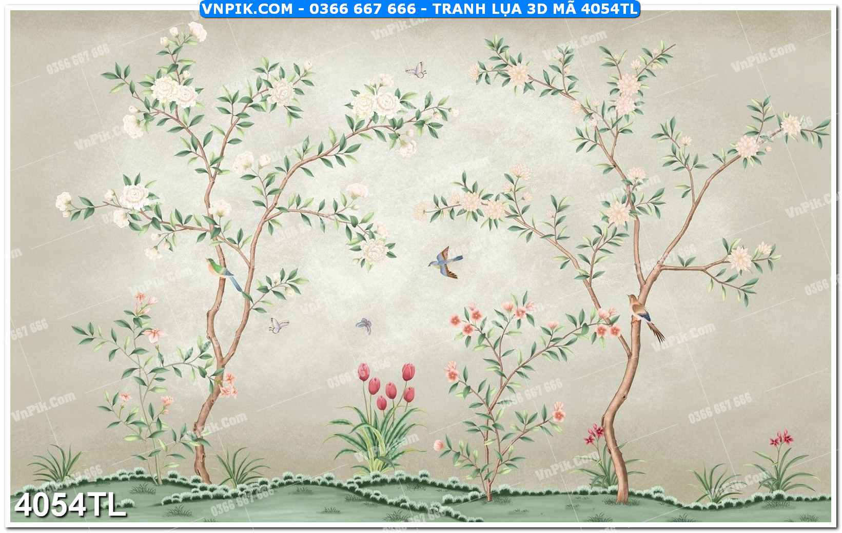 Tranh lụa 3D – Tranh trang trí dán tường 4054TL