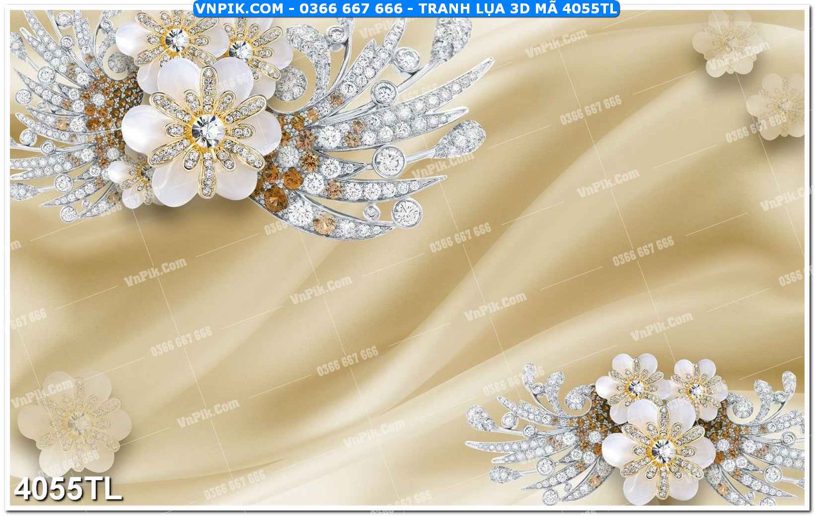 Tranh lụa 3D – Tranh trang trí dán tường 4055TL