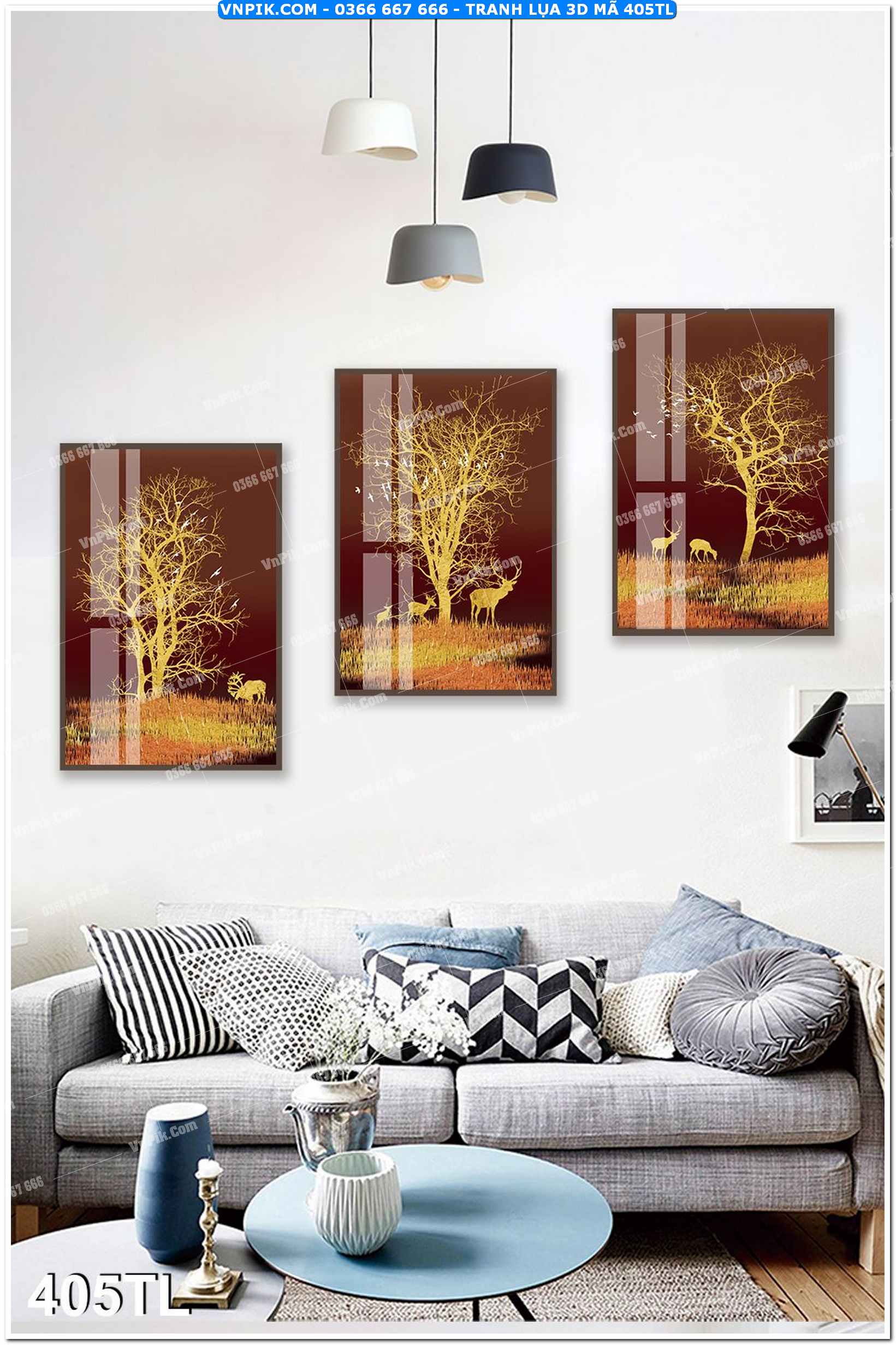 Tranh lụa 3D – Tranh trang trí dán tường 405TL