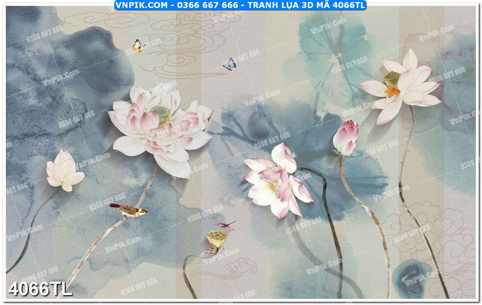 Tranh lụa 3D – Tranh trang trí dán tường 4066TL