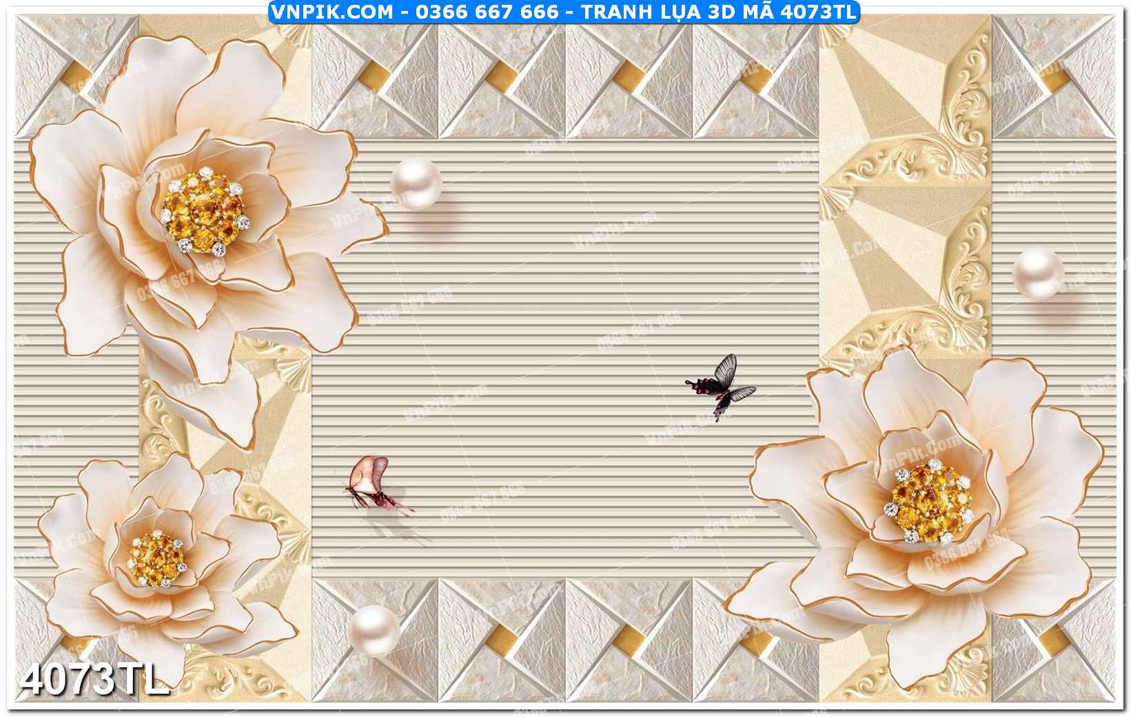 Tranh lụa 3D – Tranh trang trí dán tường 4073TL