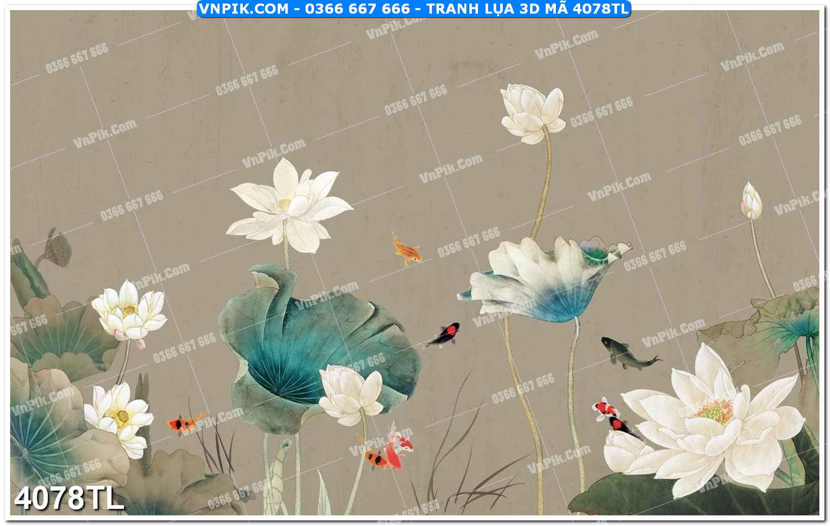 Tranh lụa 3D – Tranh trang trí dán tường 4078TL